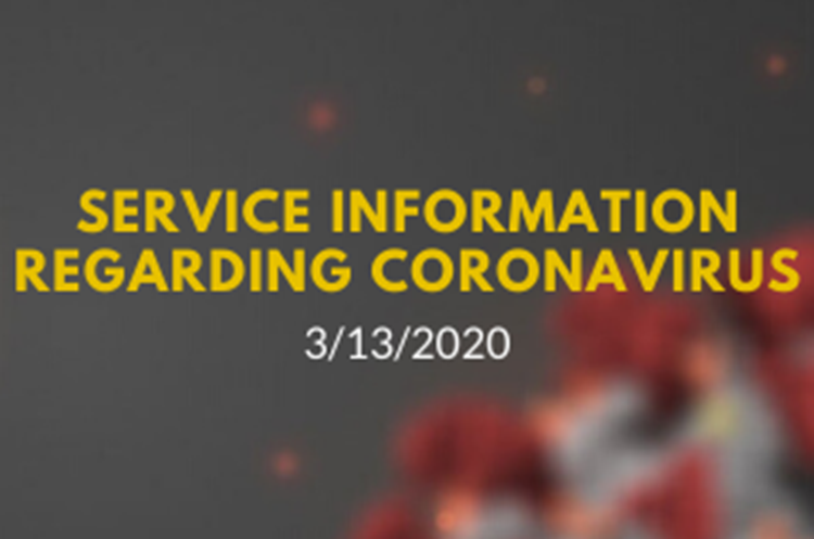 Service Information Regarding Coronavirus